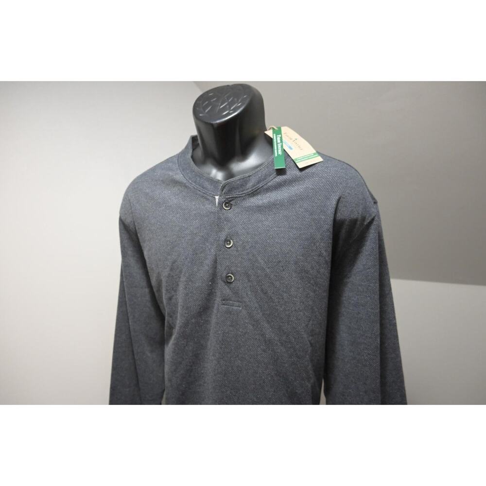 Tailor Vintage Henley Sweat Shirt Gray Cotton Stretch Long Sleeve Mens 2XL NWT